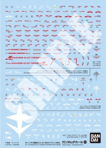 Bandai 143(2815165) Gundam Decal for HGUC 1/144 Mobile Suit Gundam - Hathaway's Flash Multiuse [2]