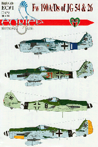 EagleCals Decal EC#1 Fw190A-8/D-9 of JG 54 & JG26 (Part 1)