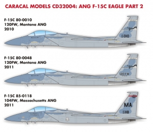 Caracal Models CD32004 1/32 Air National Guard F-15C Eagle Part 2 (Decals for Tamiya Kit)