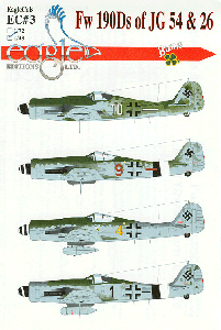 EagleCals Decal EC#3 Fw190D of JG 54 & JG26 (Part 3)