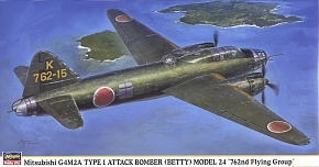 Hasegawa 00974 1/72 Mitsubishi G4M2A Type 1 Attack Bomber (Betty) Model 24 "762nd Flying Group"