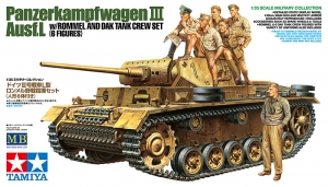 Tamiya 32405 1/35 Panzerkampfwagen III Ausf.L w/Rommel & DAK Tank Crew Set (6 Figures)