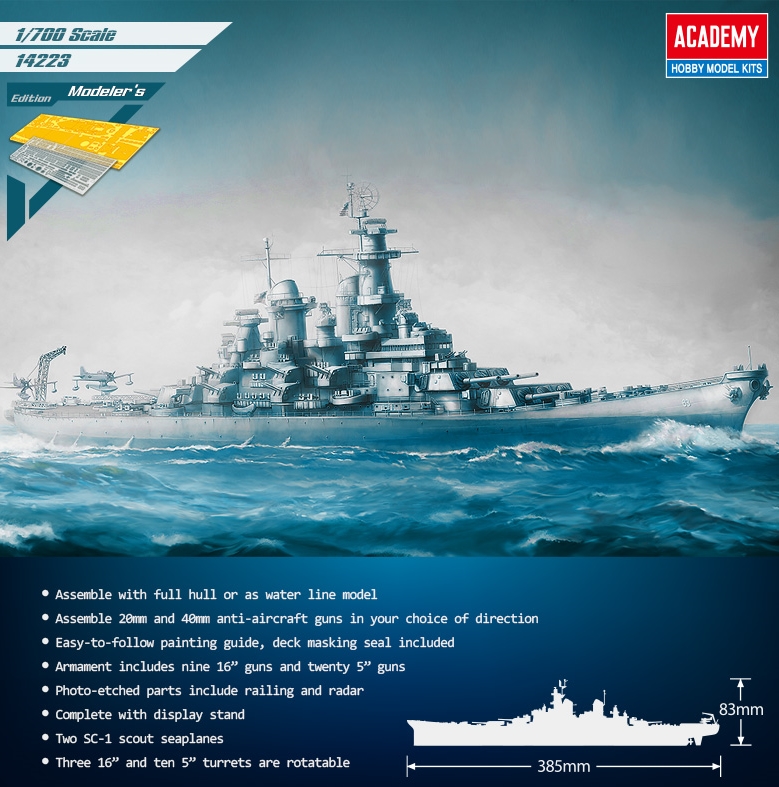Academy Models 1:700  Uss Missouri Bb-63  ACD14222 