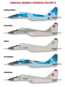 Caracal Models CD72012 1/72 Global Air Power Series #3: MiG-29 (9-12) & MiG-29UB (9-51) International (Decals for Italeri Kits)