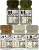 Gaianotes Color 215+216+217+218+219 Dark Green FS34079; Green FS34102; Tan FS30219; Grey FS36622 & Light Gull Grey FS36440 [USAF Vietnam War] (15ml) [70% Gloss] *(5 Bottles)